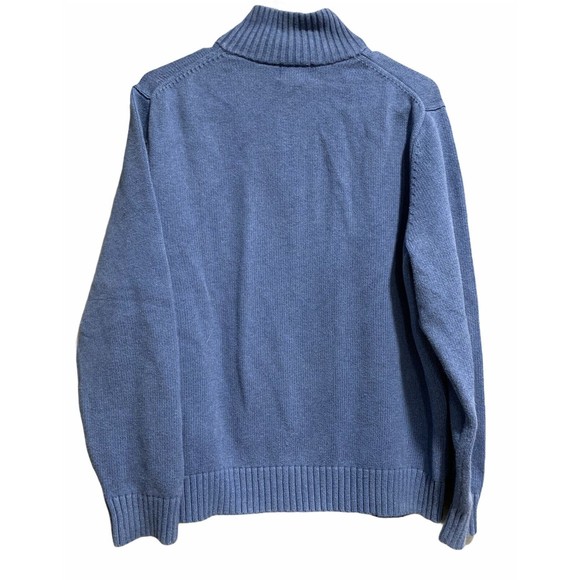L.L. LL Bean Sweater Blue 1/4 Zip Mock Neck Cotton Pullover Men's Medium M‎ - Picture 2 of 7
